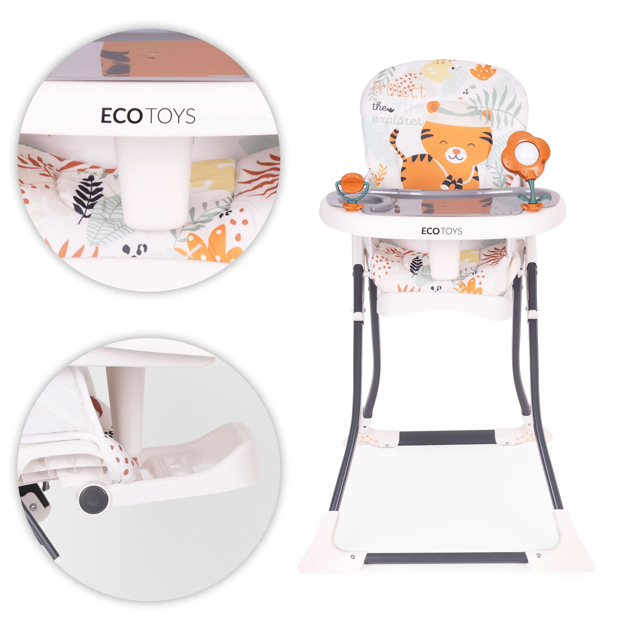 ecotoys sklopiva hranilica za bebe s igračkama, bijela - slika 8