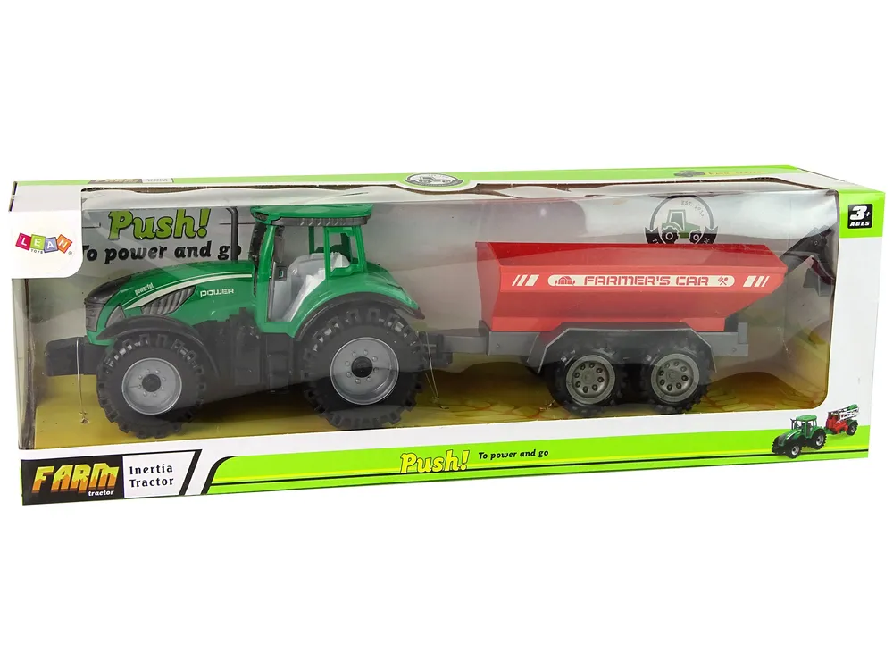 zeleni traktor sa crvenom prikolicom fractal - slika 8