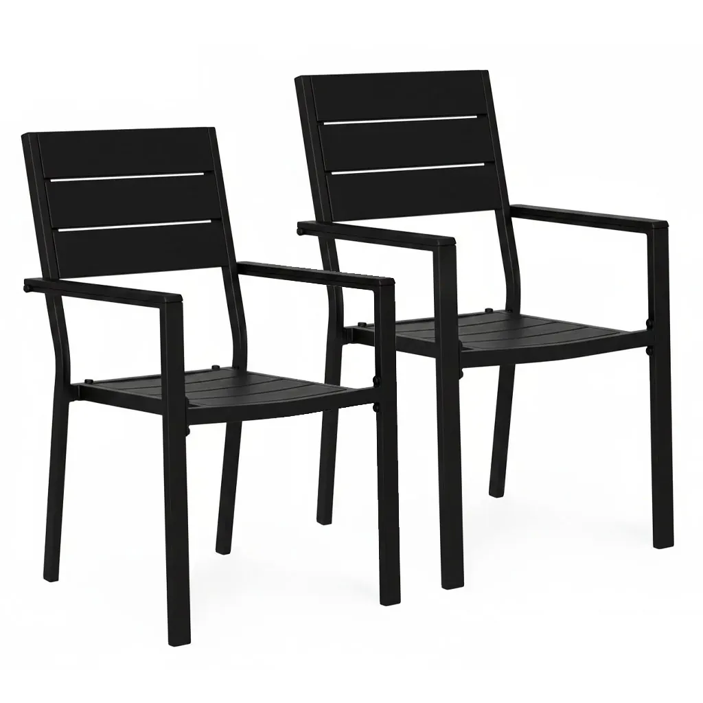 MultiGarden Set od 2 vrtne stolice za terasu ili balkon, čelik i HDPE, crne - Pribislavec