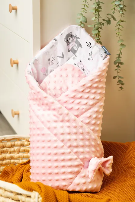 dvostrani poplun za bebe 80x80cm minky roza - slika 6
