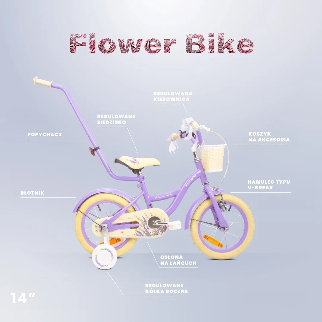 dječji bicikl guralica flower 14" - lavanda - slika 6