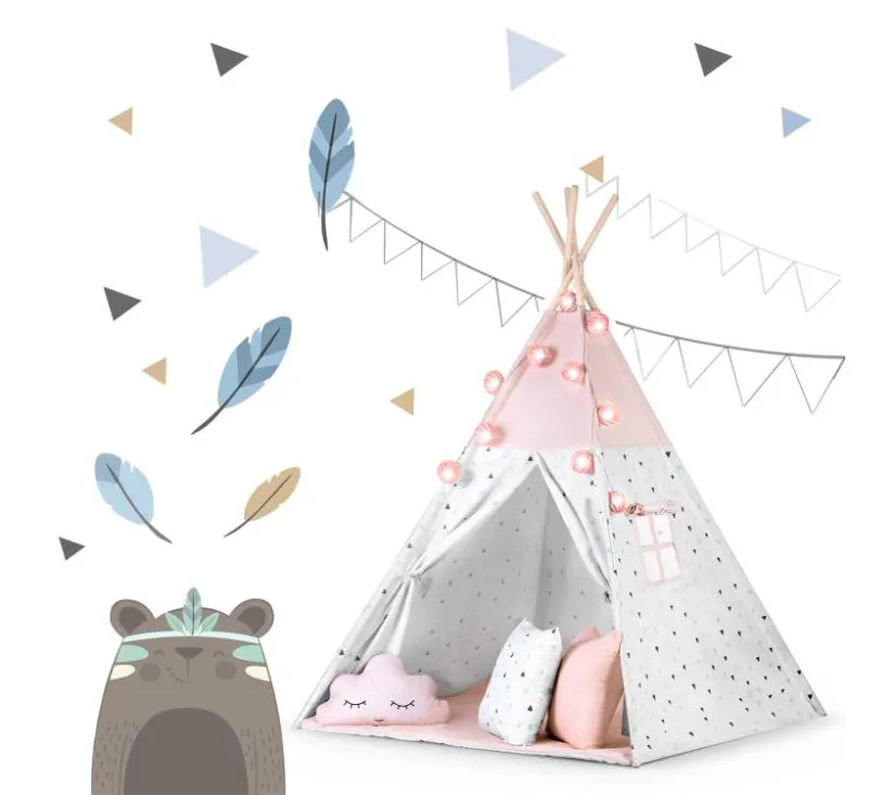 nukido teepee šator za djecu s svjetlima - rozi - slika 3