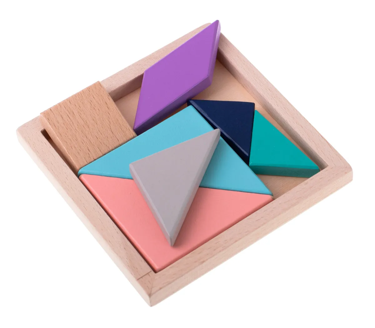 šareni drveni tangram pastelne boje - slika 5