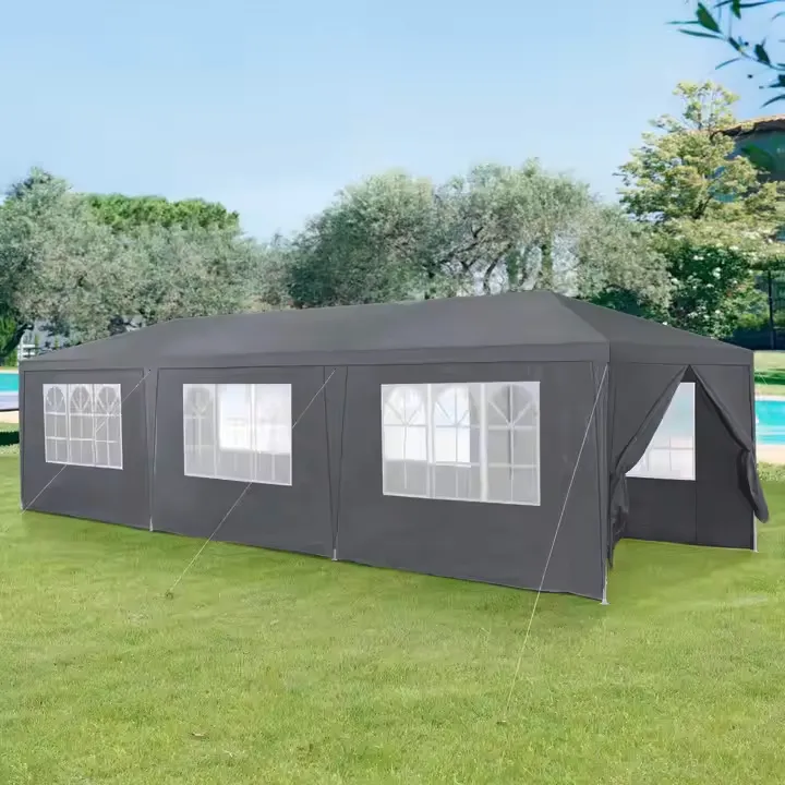 multigarden komercijalni vrtni paviljon šator – 3 × 9 m, 8 zidova, sivi - slika 7
