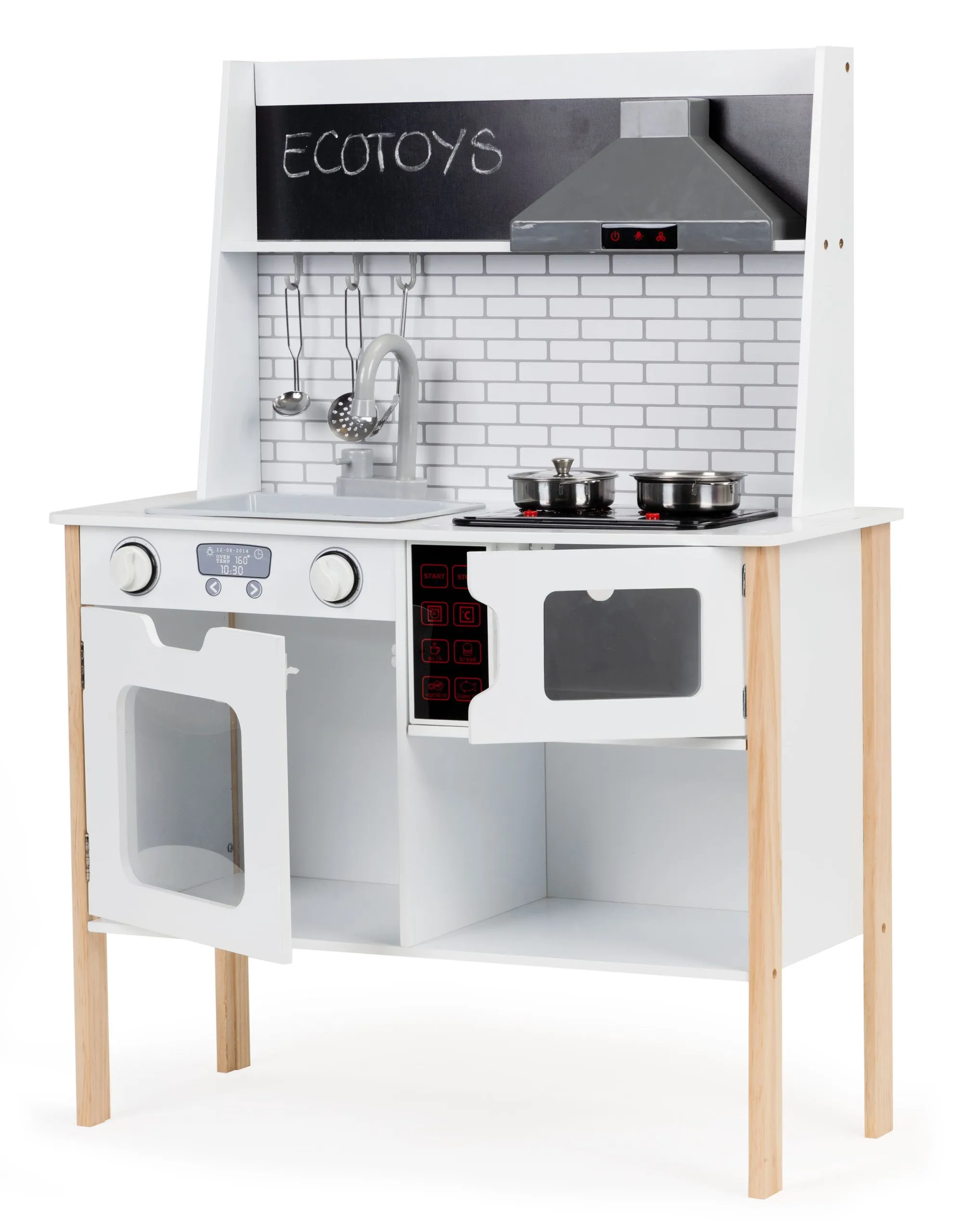 ecotoys dječja drvena kuhinja s priborom i led osvjetljenjem plk537 - slika 3