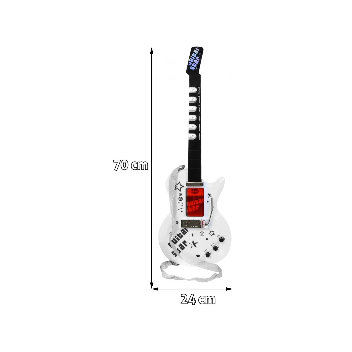 dječja električna gitara s mikrofonom bijela - slika 4