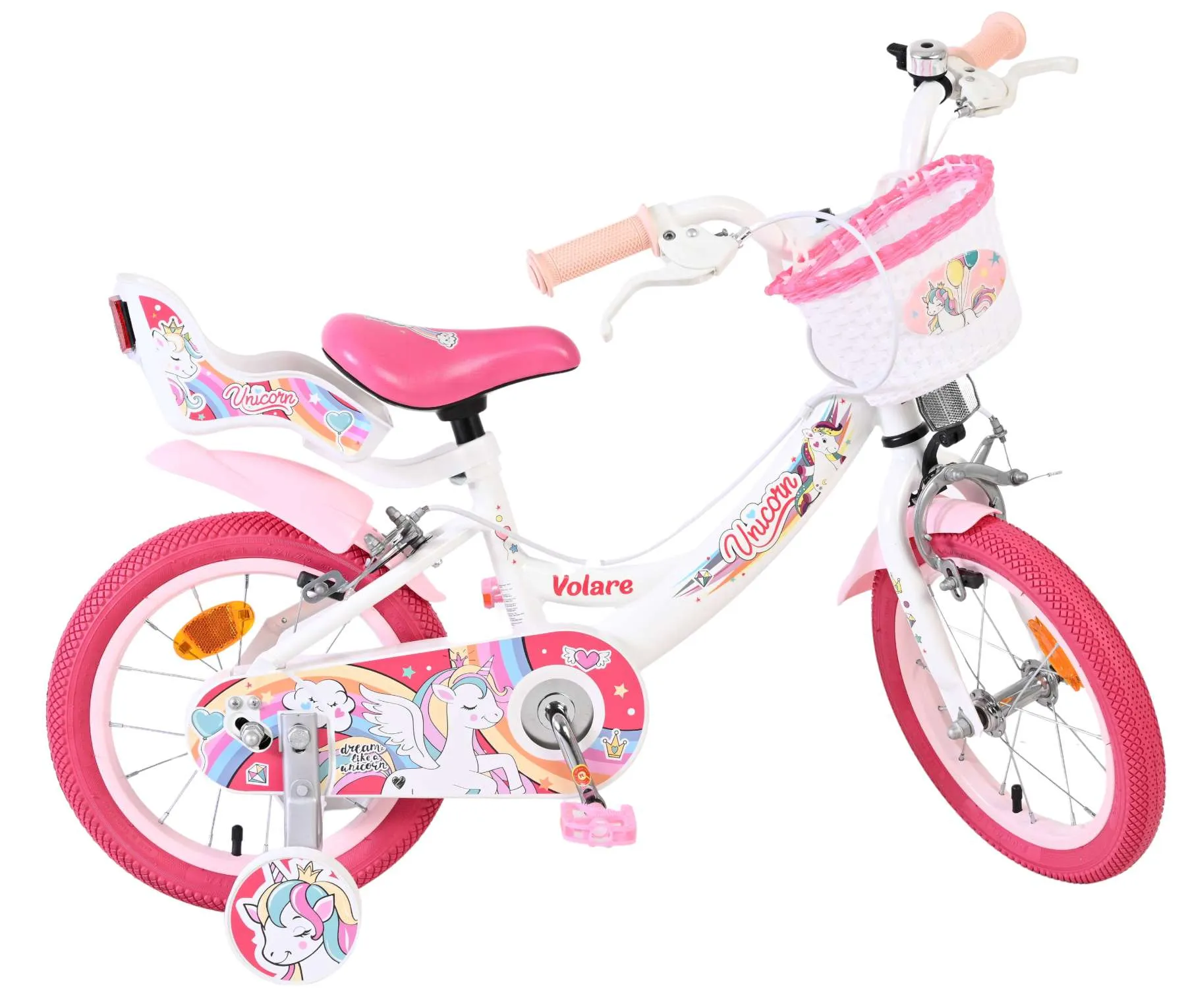 volare dječji bicikl unicorn 14″ bijele boje, s dvije ručne kočnice - slika 11