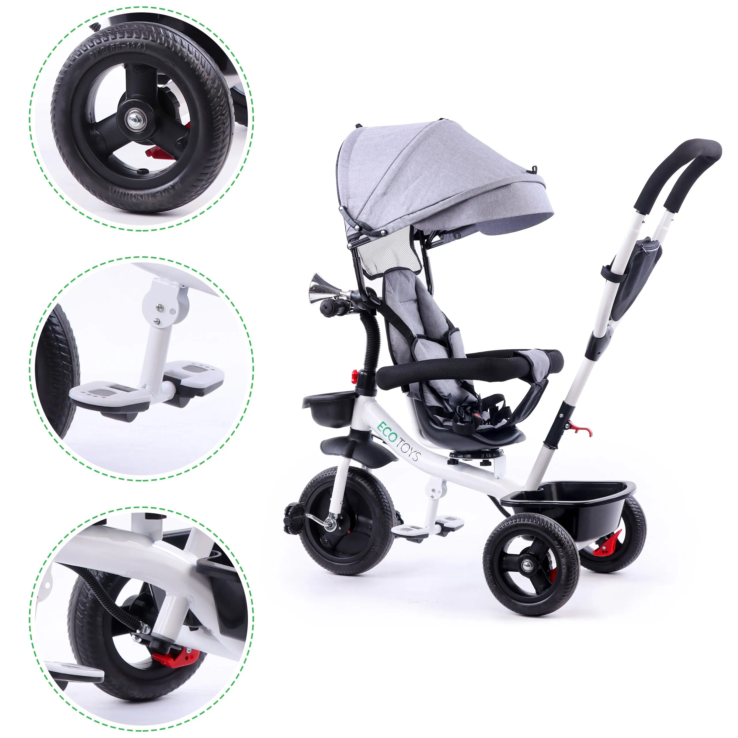 ecotoys dječji tricikl sivi - slika 5