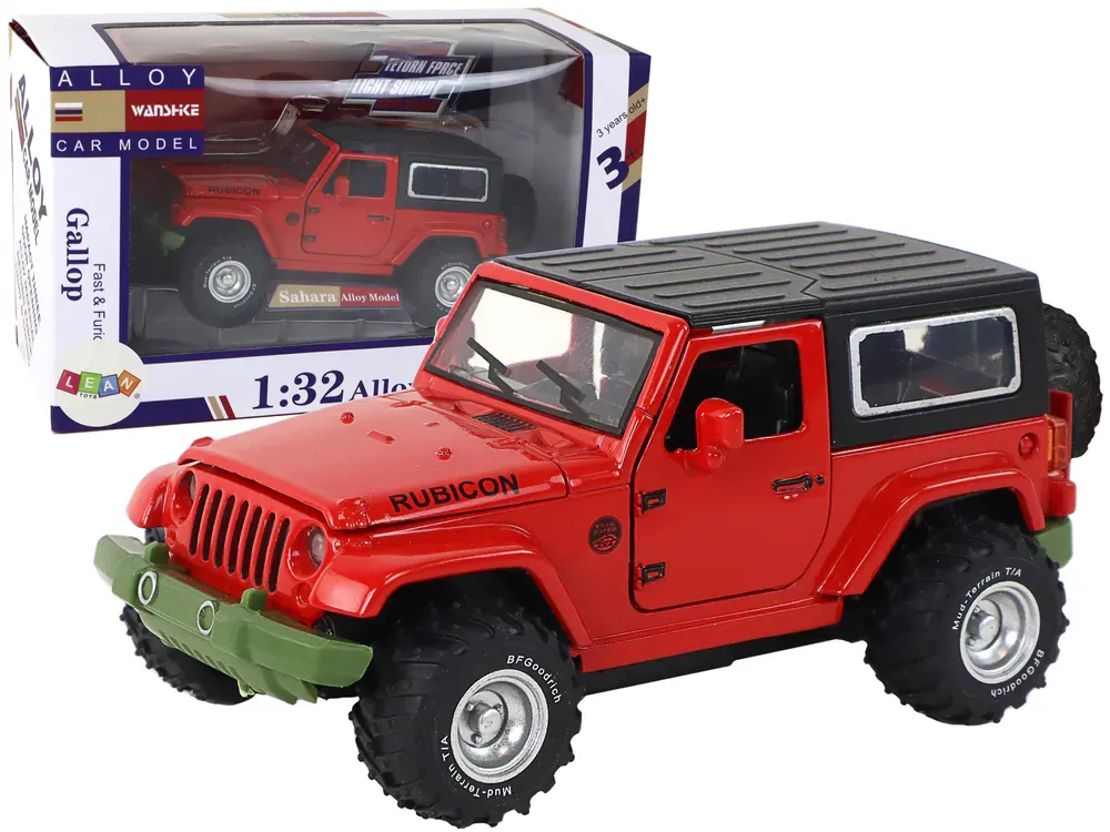 rubicon off-road metalni auto 1:32 crveni - slika 2