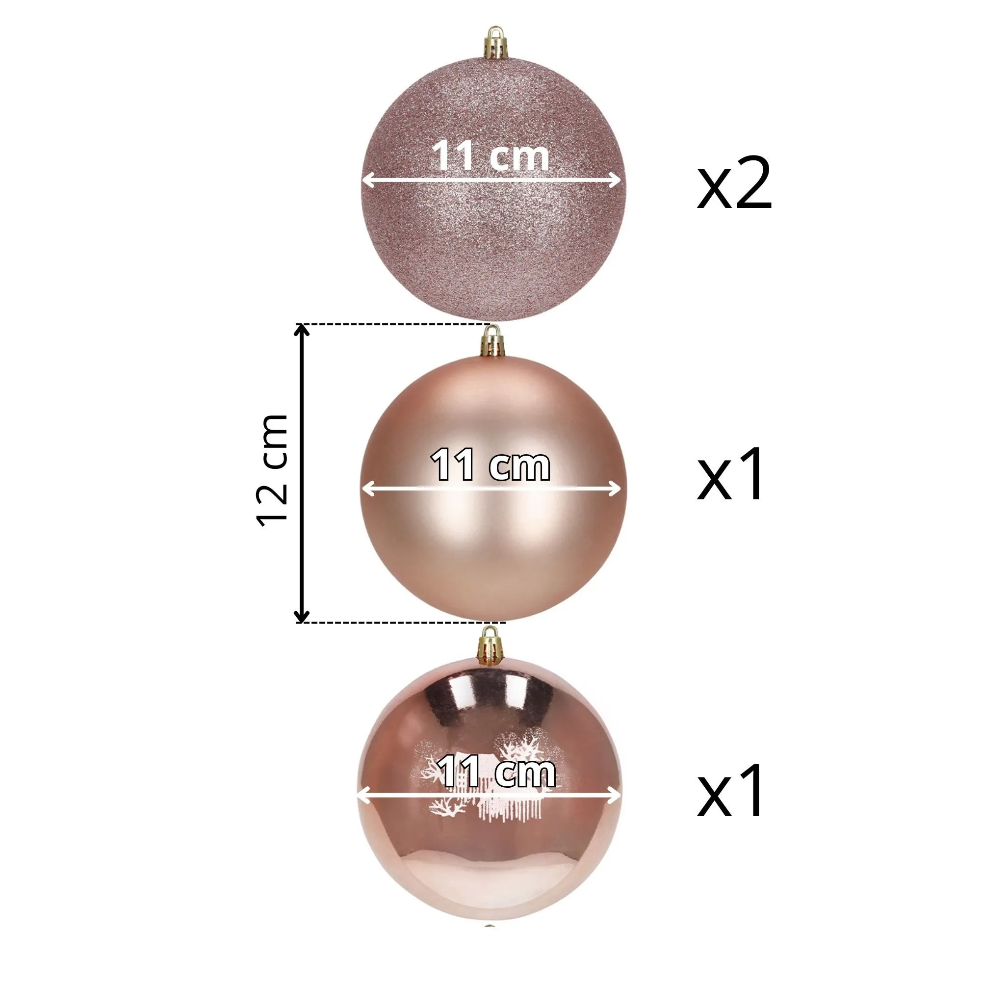 božićne kuglice 12 cm – set 4 komada roze - slika 9