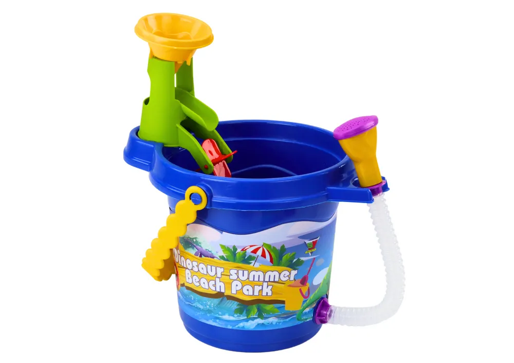 set kanti za pijesak s tušem, lopaticom, grabljama, kalupima, dinosaurima - slika 5
