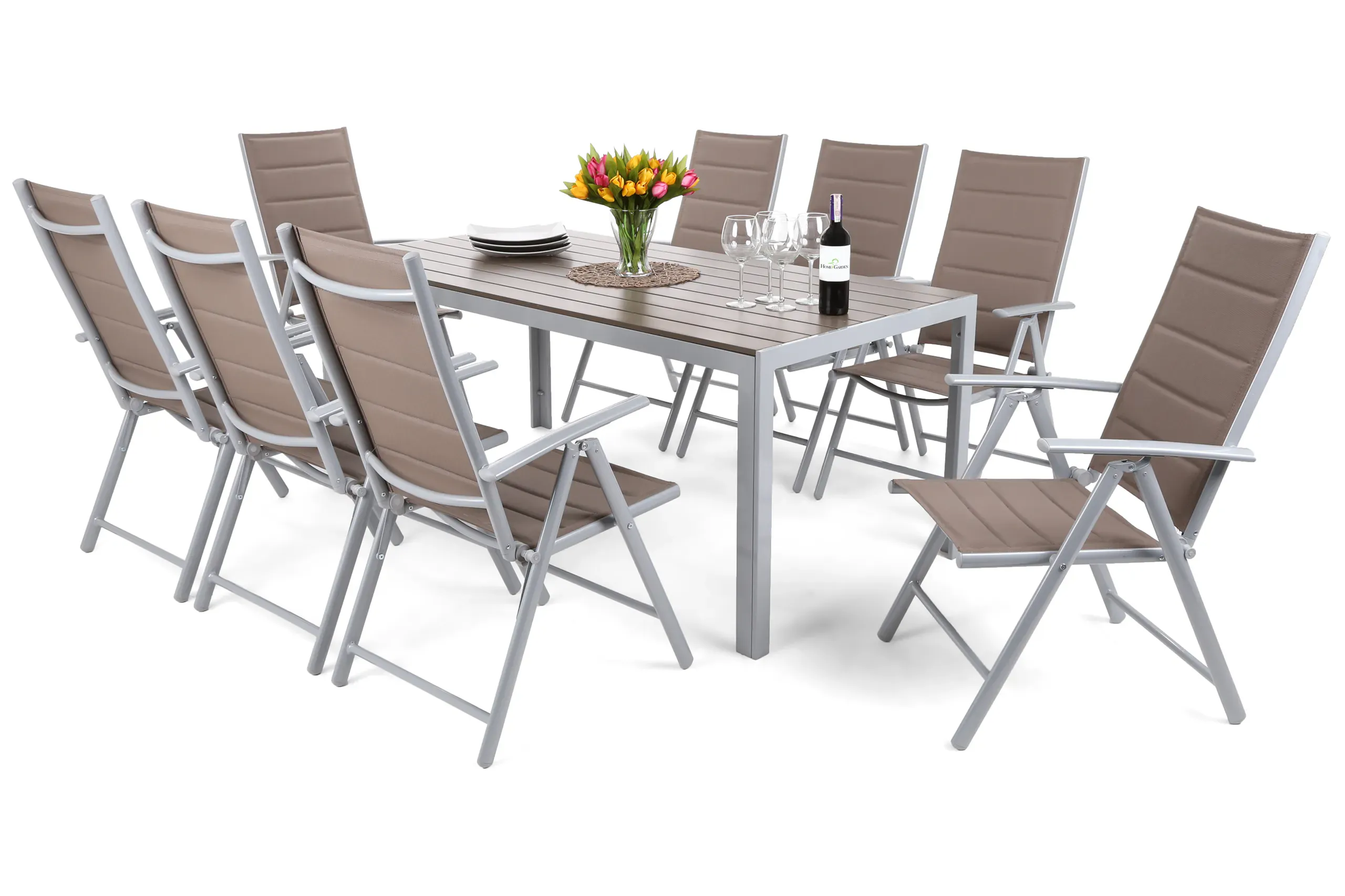 Ibiza set namještaja 185 cm srebrna / taupe 8+1 - Pribislavec