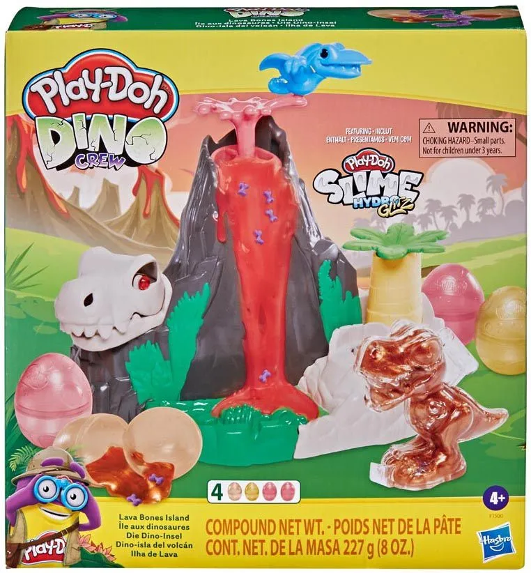 play-doh slime dino crew otok lava bones vulkan set za igru s hydroglitz jajima - slika 3