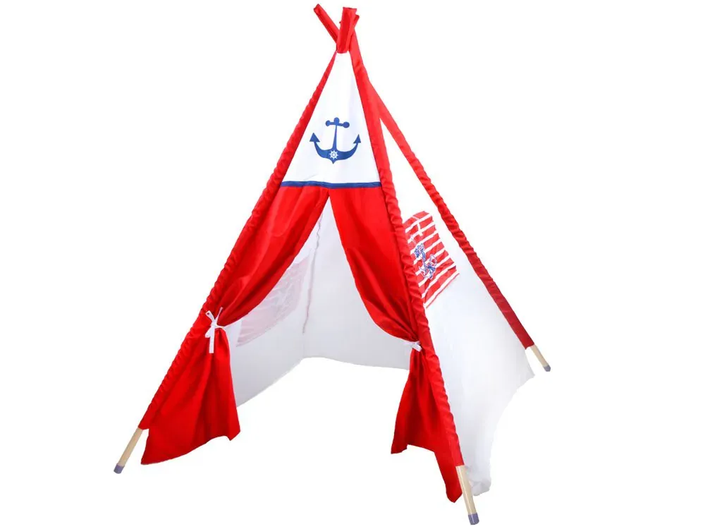 tipi indijanski šator - crveno-bijeli sa sidrom - slika 2