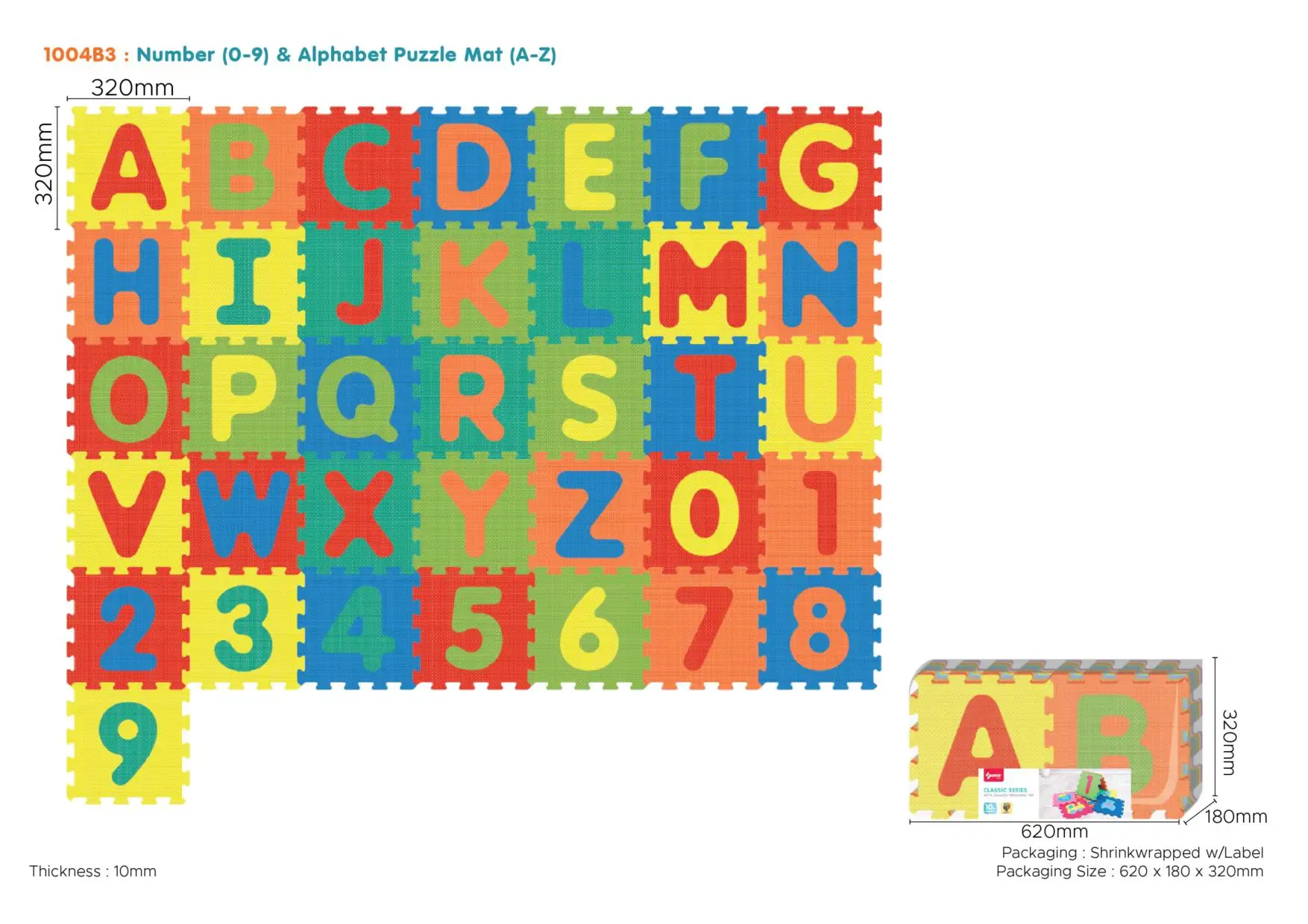 šarena puzzle podloga brojevi i slova - slika 2