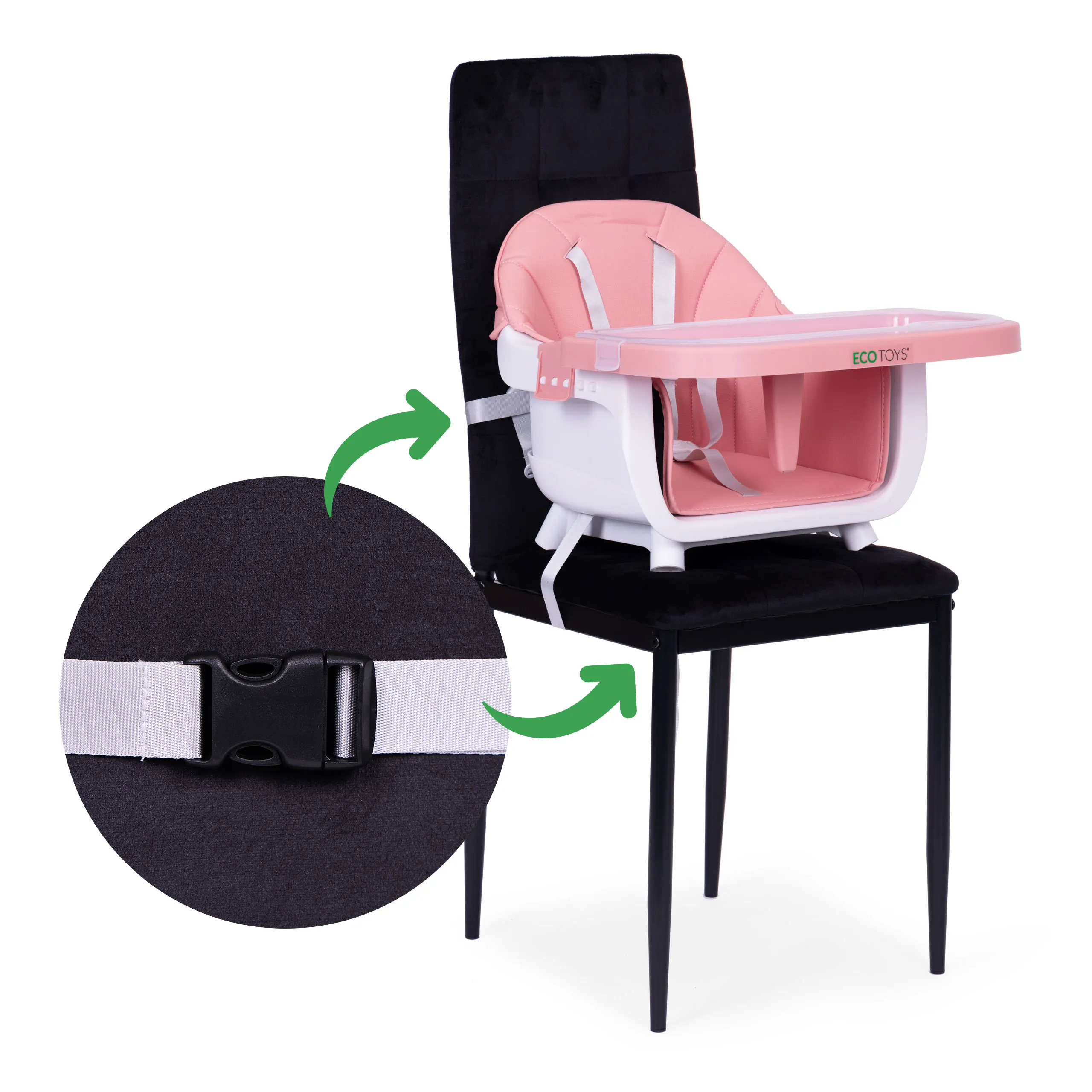 dječja stolica za hranjenje 2-u-1, roza, ecotoys - slika 7