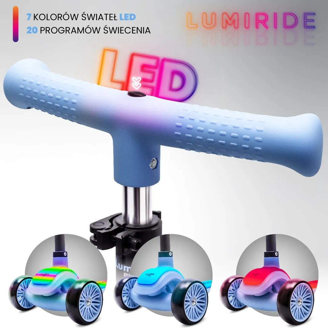 lumiride led romobil na tri kotača za djecu plavi - slika 5