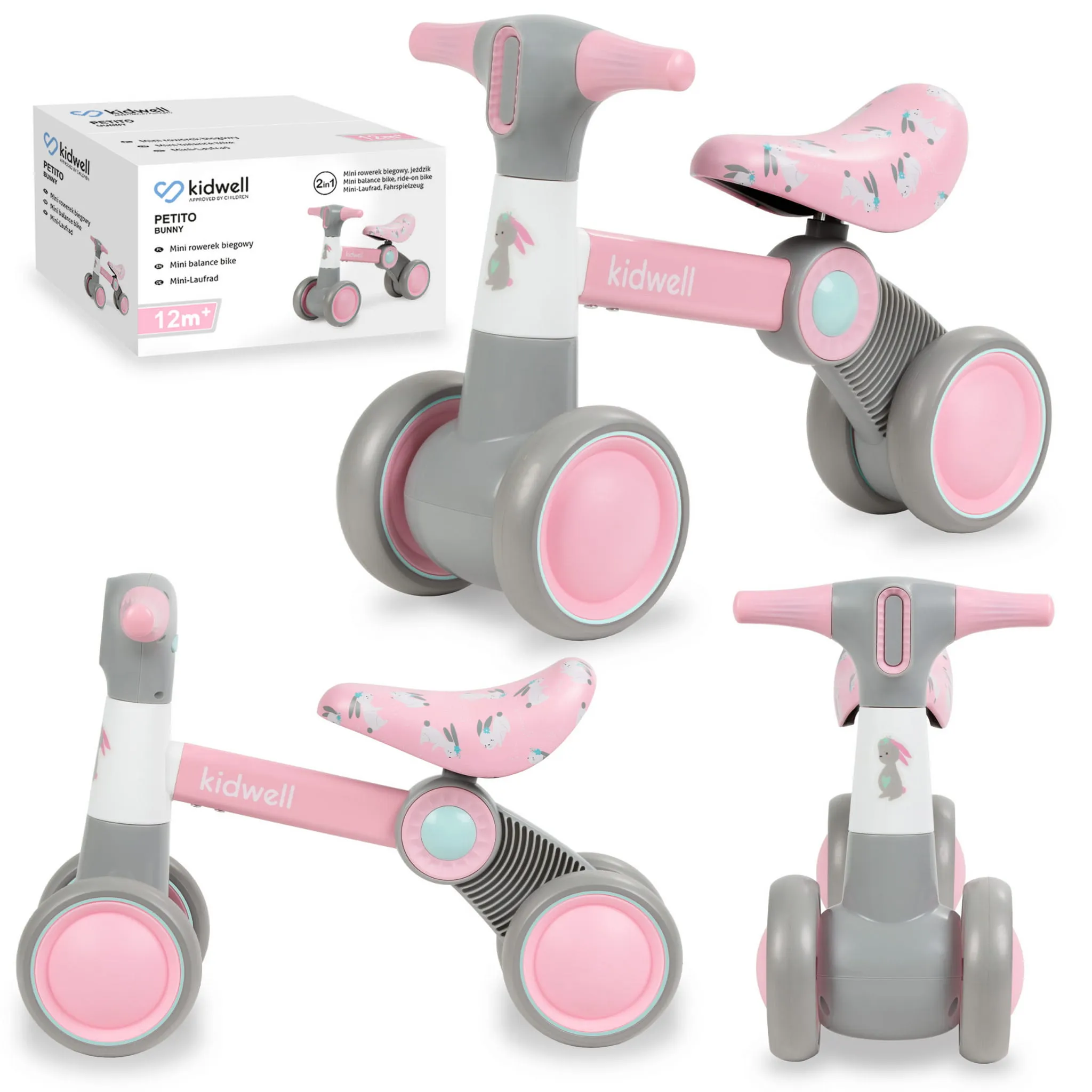dječji bicikl bez pedala petito bunny roza - slika 7