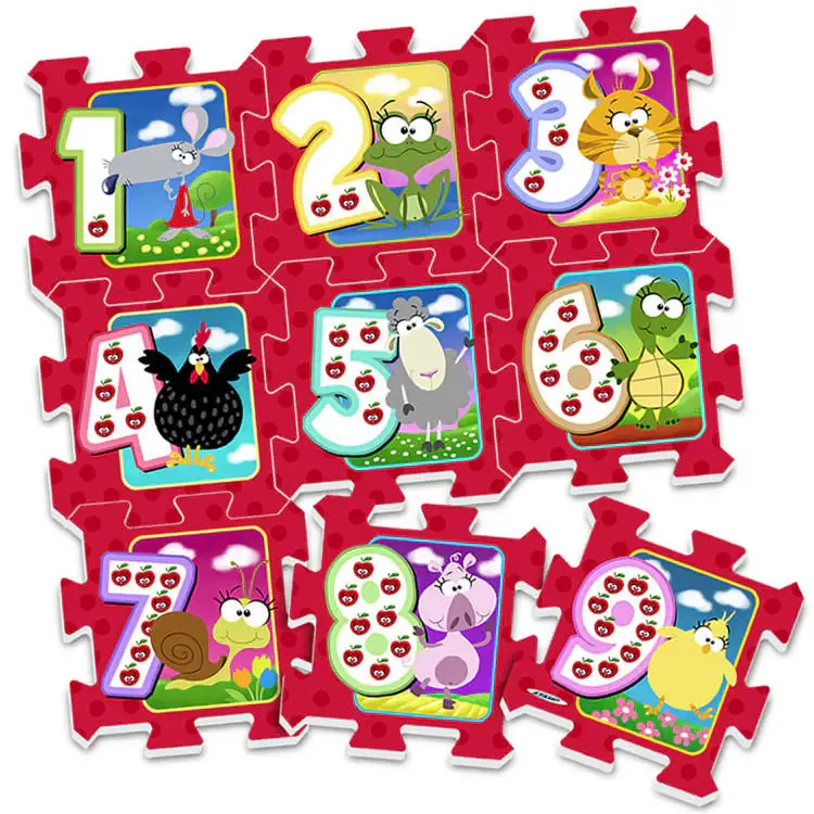 podloga od pjene puzzle 31x31cm životinje s brojevima - slika 1