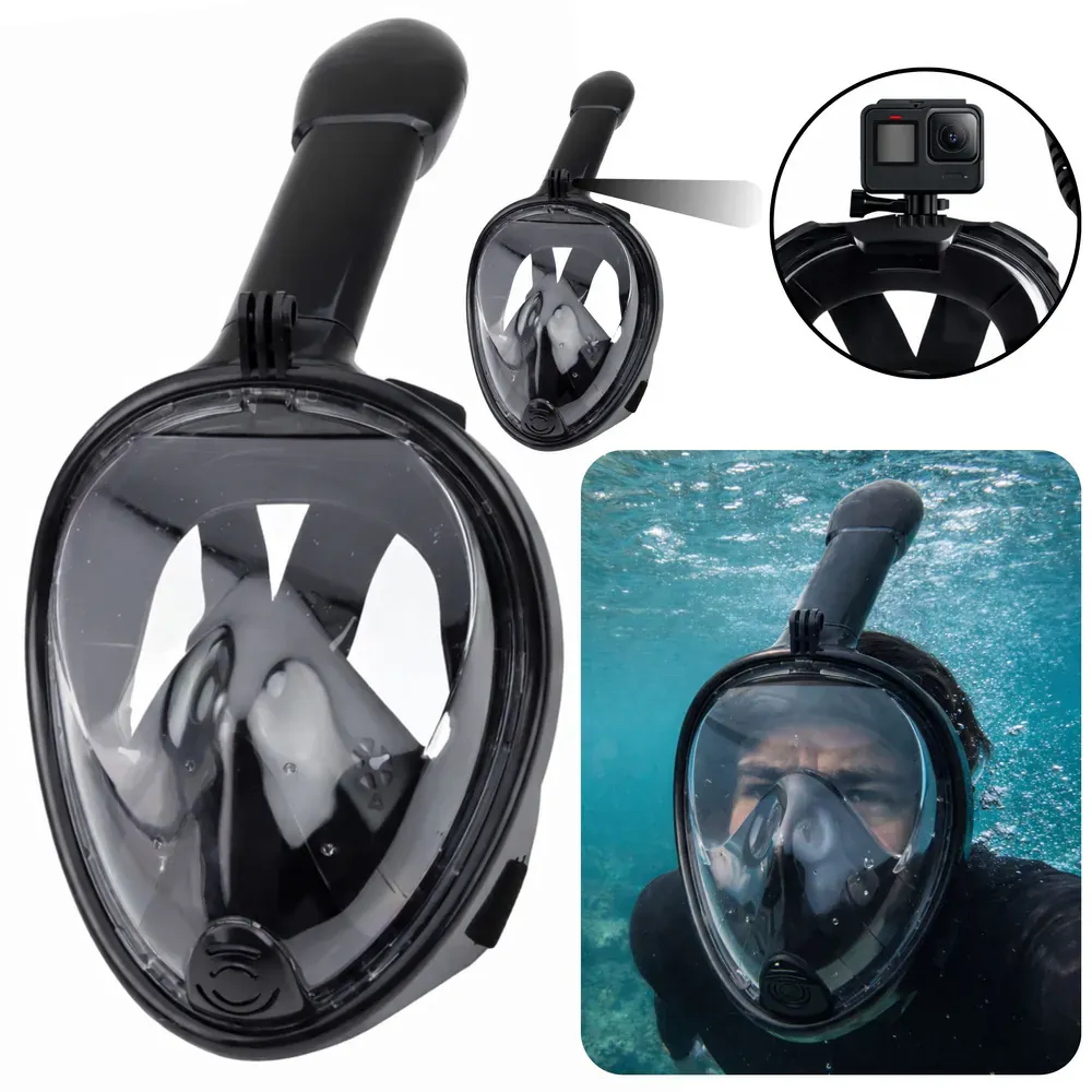 maska za ronjenje s maskom i disalicom za cijelo lice s anti-fog sustavom, crna, l/xl - slika 2