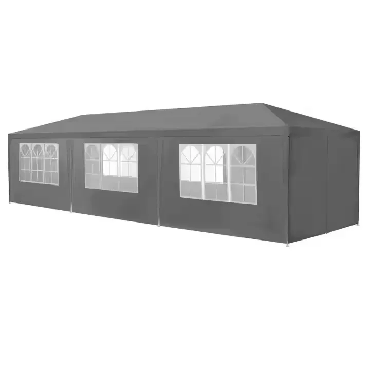 multigarden komercijalni vrtni paviljon šator – 3 × 9 m, 8 zidova, sivi - slika 3