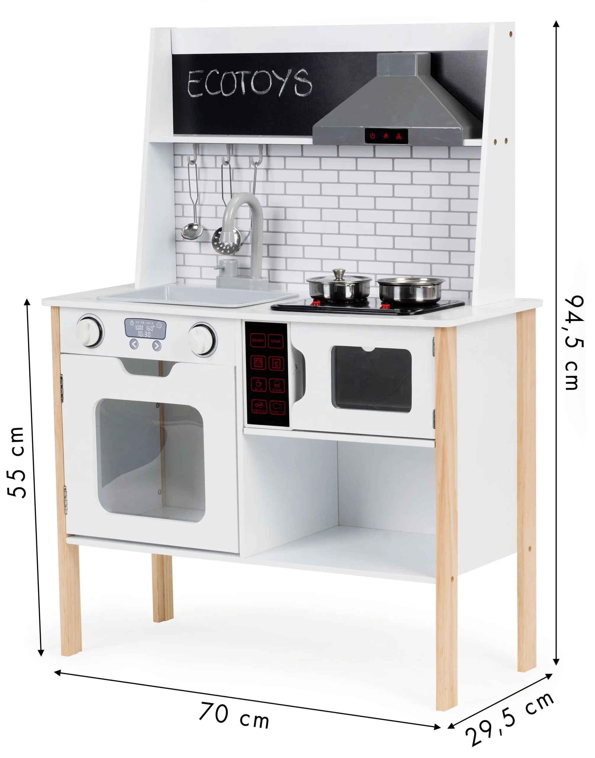 ecotoys dječja drvena kuhinja s priborom i led osvjetljenjem plk537 - slika 5