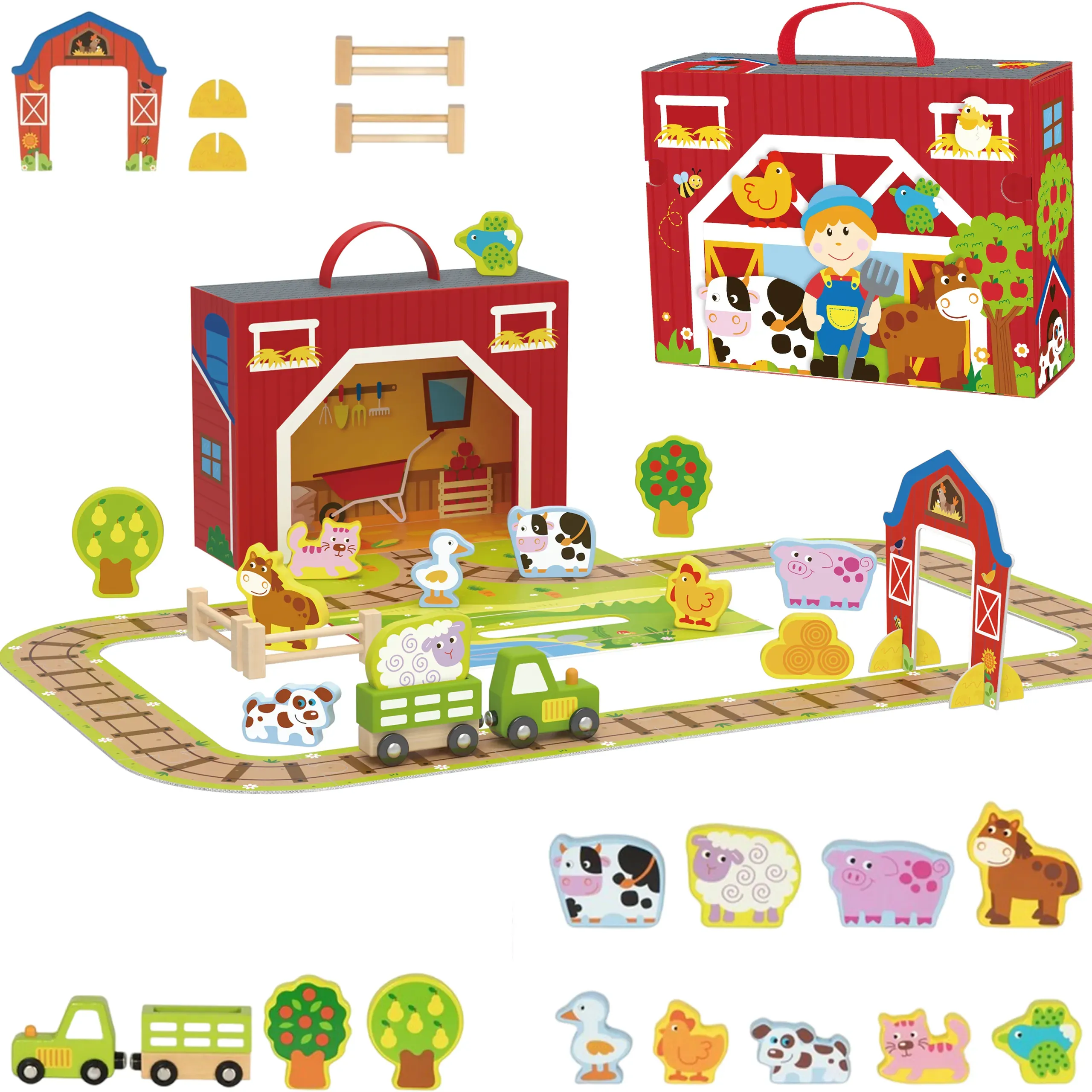 tooky toy drveni kofer s dodacima - farma - slika 2
