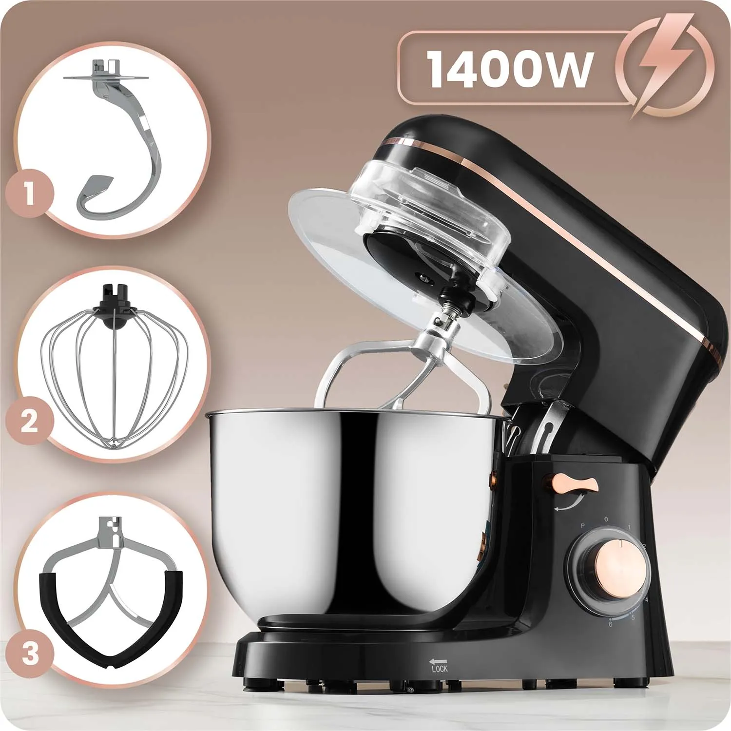 berdsen planetarni mikser 3 u 1 snage 1400 w, kuhinjski robot 6 l - slika 9