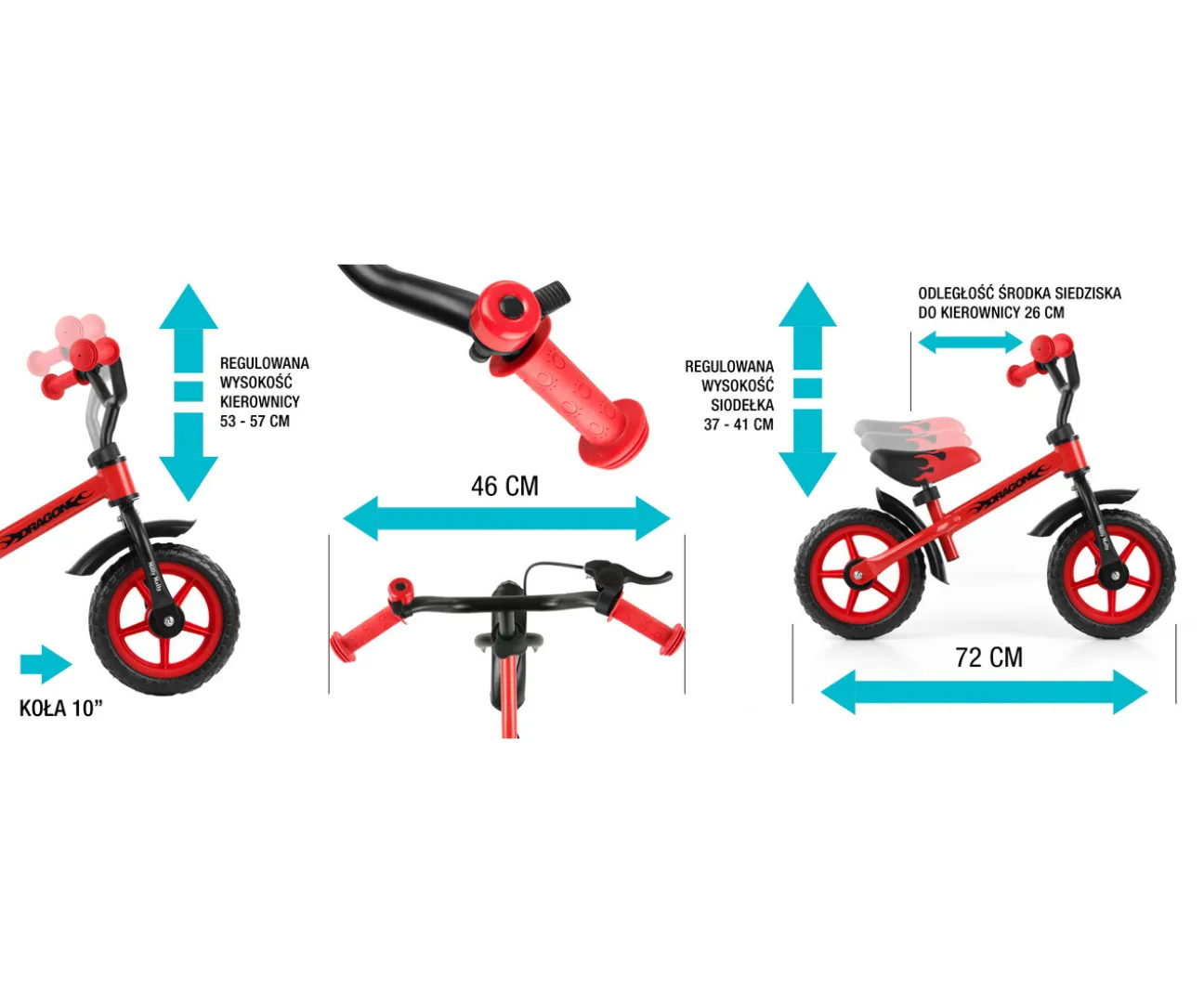 milly mally dječji bicikl bez pedala dragon srebrni - slika 5