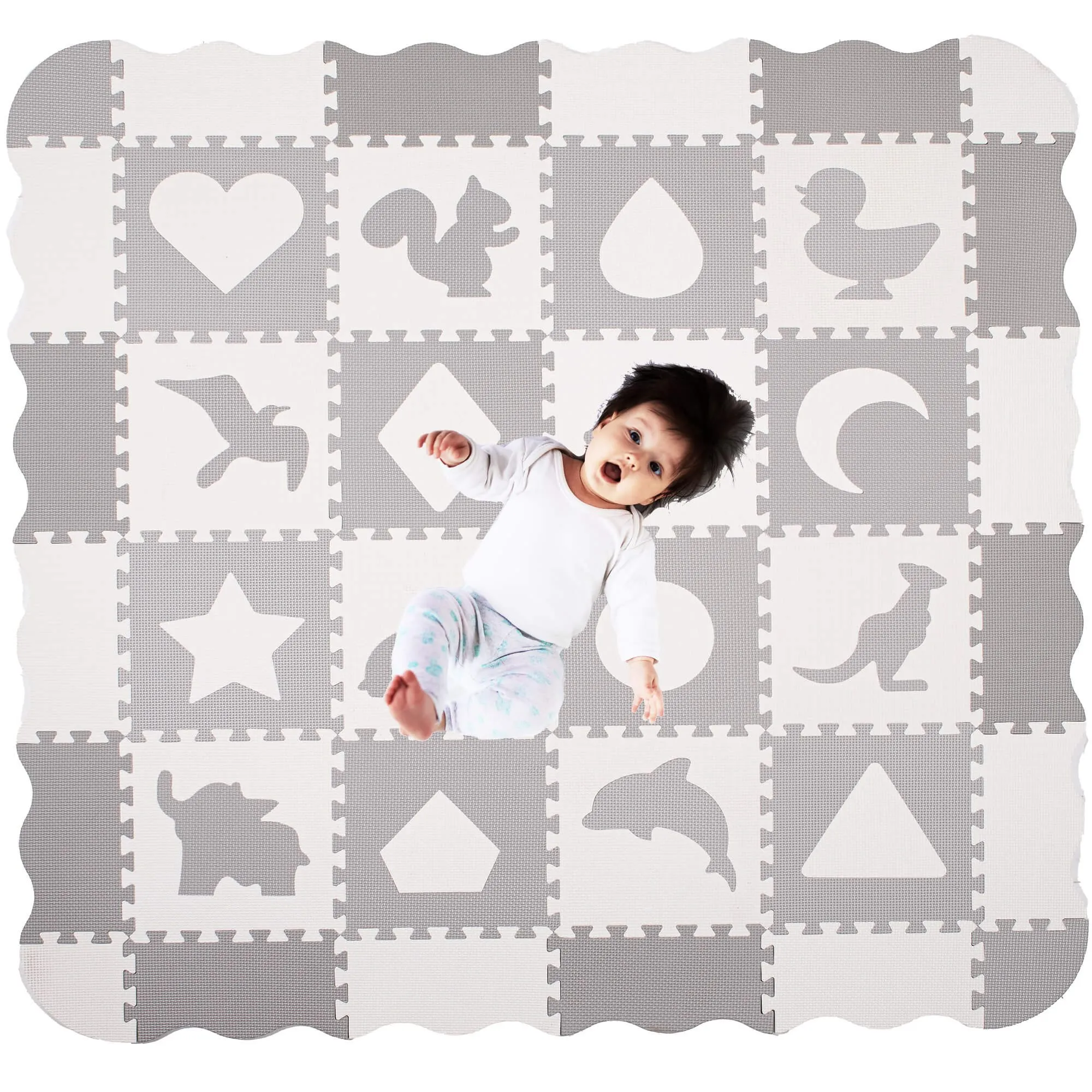 pjenasta podloga puzzle 150 x 150 cm sivo bijele - slika 9