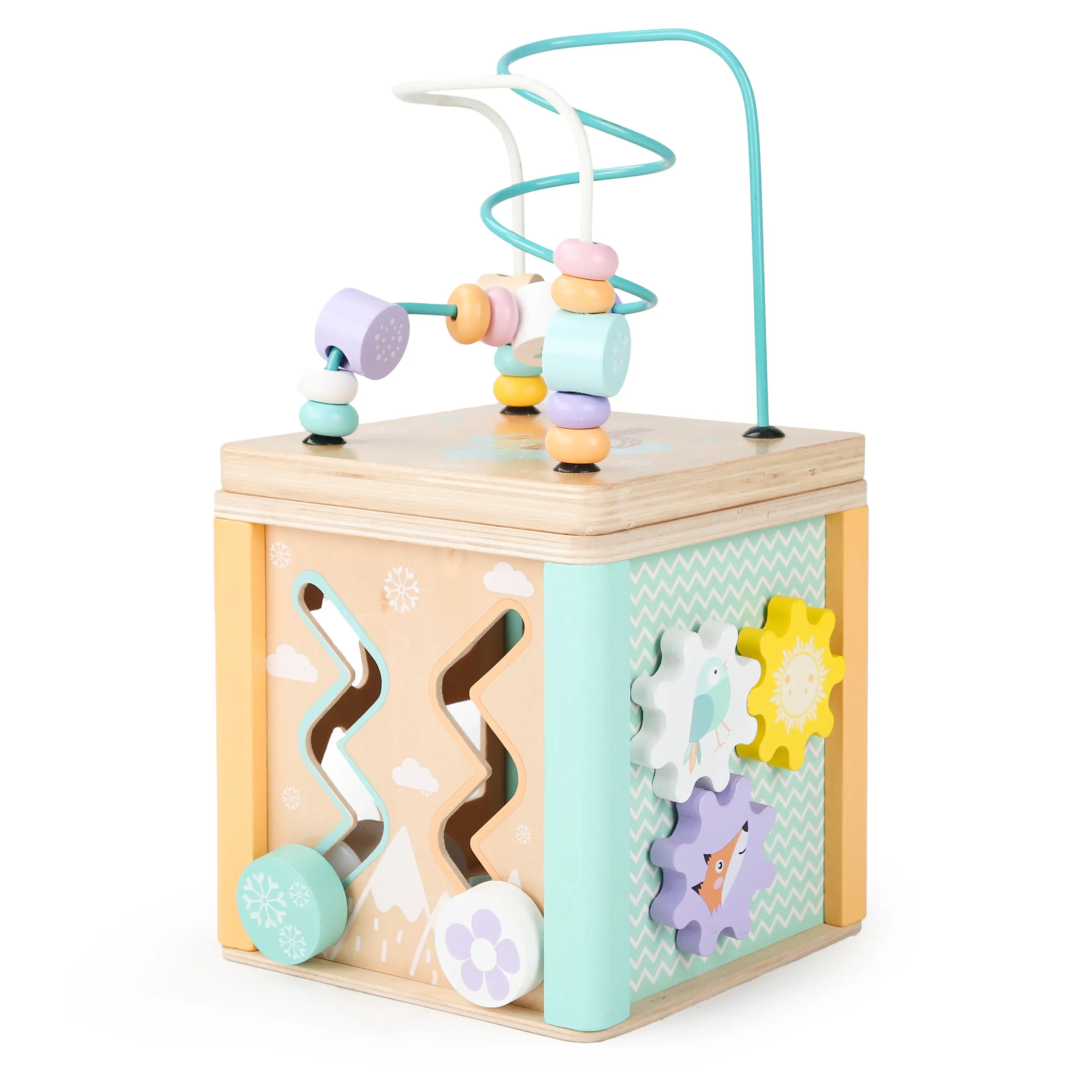ecotoys multifunkcionalna edukacijska drvena kocka - slika 2