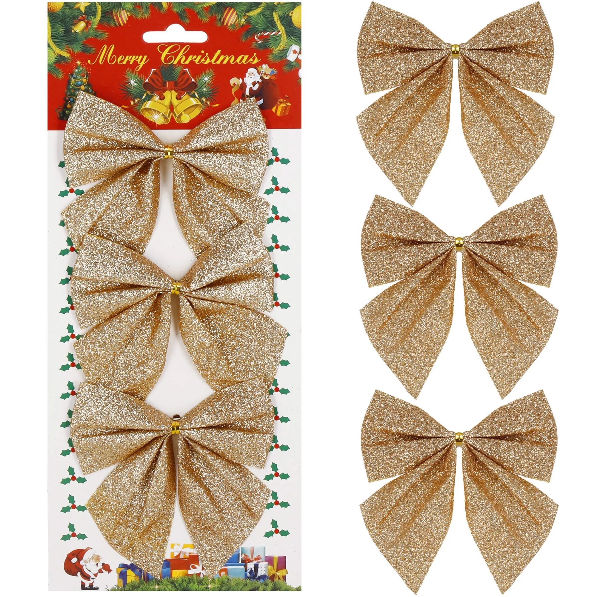 božićne mašne 11 × 11 cm – set 3 komada, zlatne - slika 3