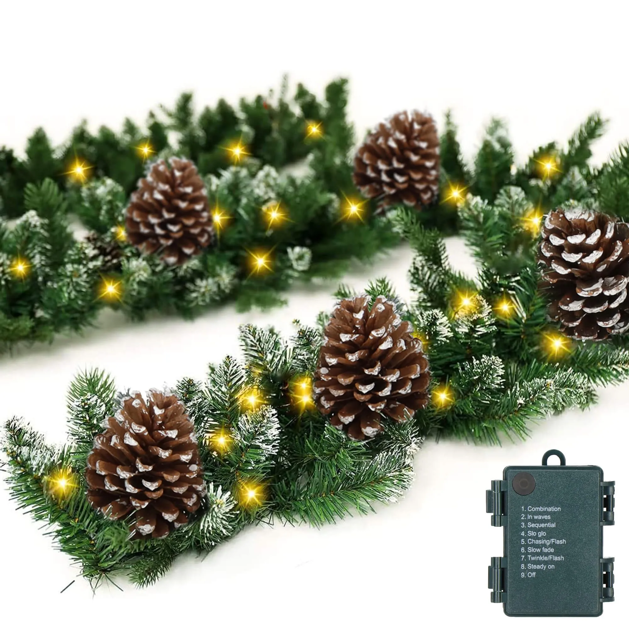 božićna premium girlanda + led žaruljice na baterije 270 cm - slika 7