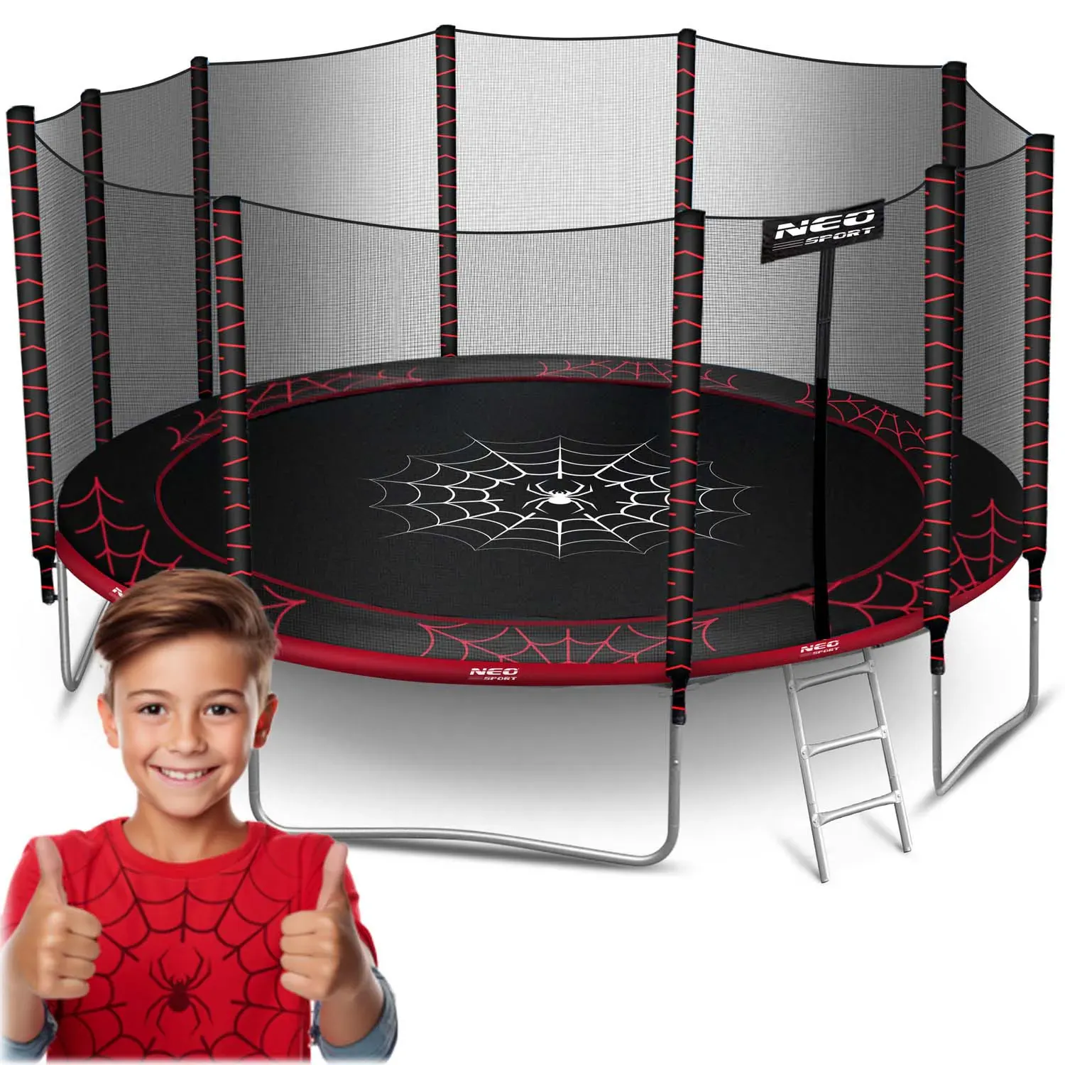 vrtna trampolina 465 cm s vanjskom zaštitnom mrežom i ljestvama neo-sport - slika 2