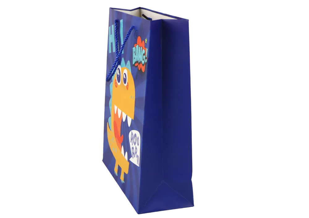 plava dinosaur papirna poklon vrećica 41,5 cm x 30 cm x 12 cm - slika 4