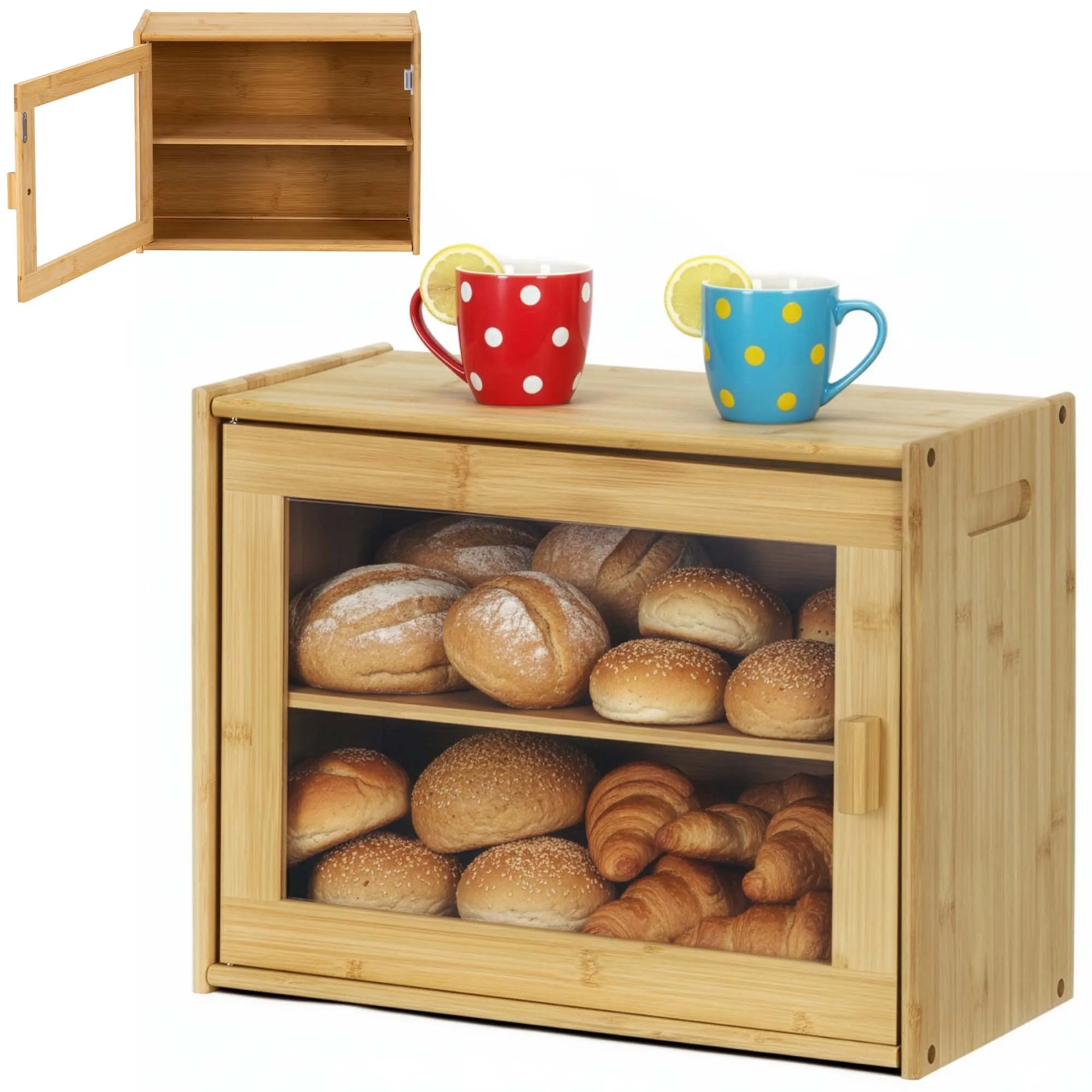 posuda za kruh 40 x 31 x 20 cm bambus, prozirni akril - slika 4