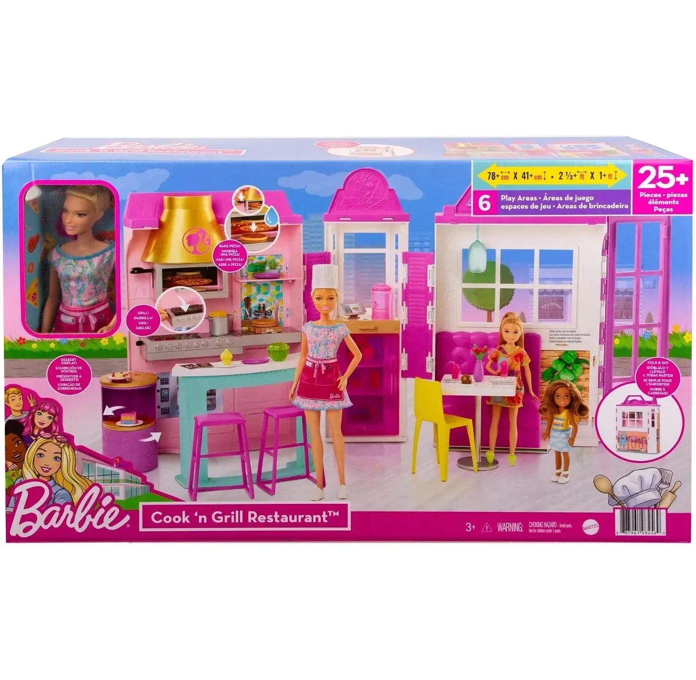 barbie restoran set za igru kuhanja i roštilj s lutkom - slika 3