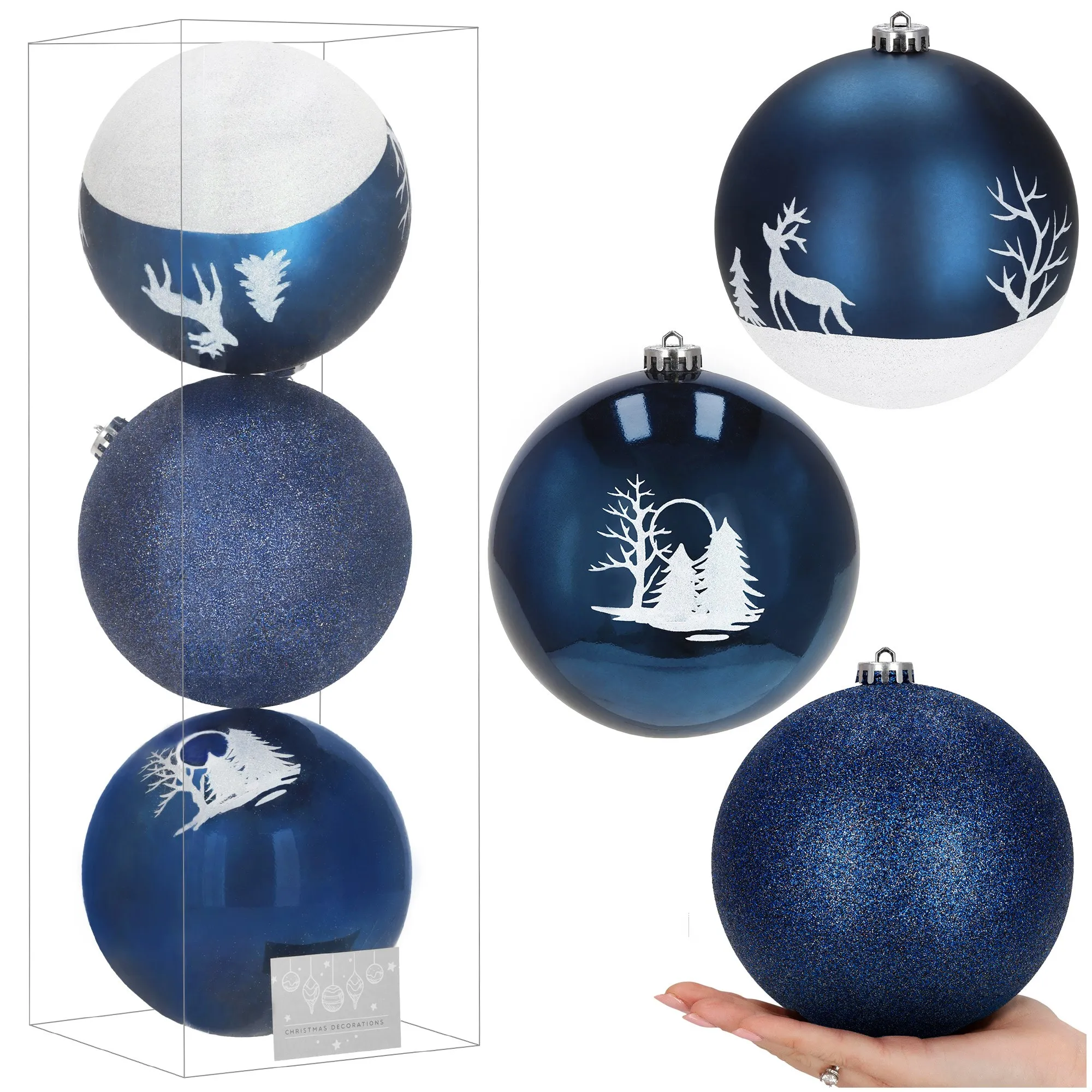 božićne kuglice 15 cm – set 3 komada plave - slika 11