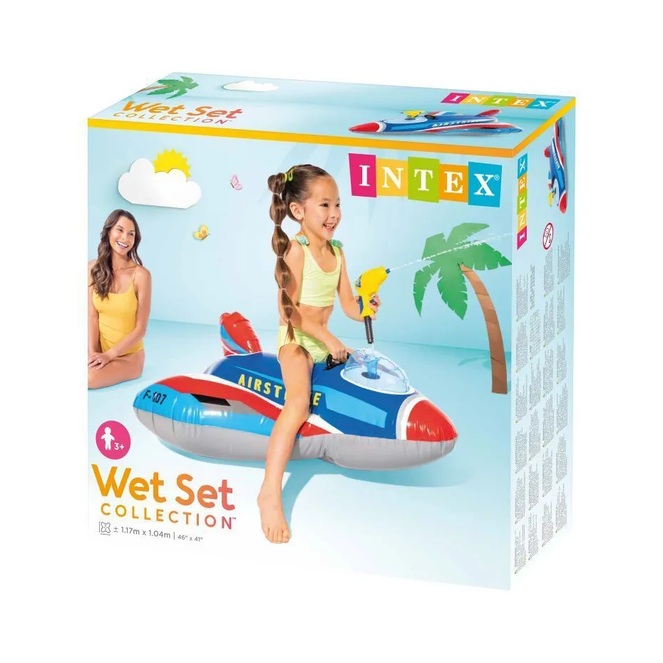 intex napuhujući borbeni avion za djecu s vodenim topom – 57531-blue - slika 5