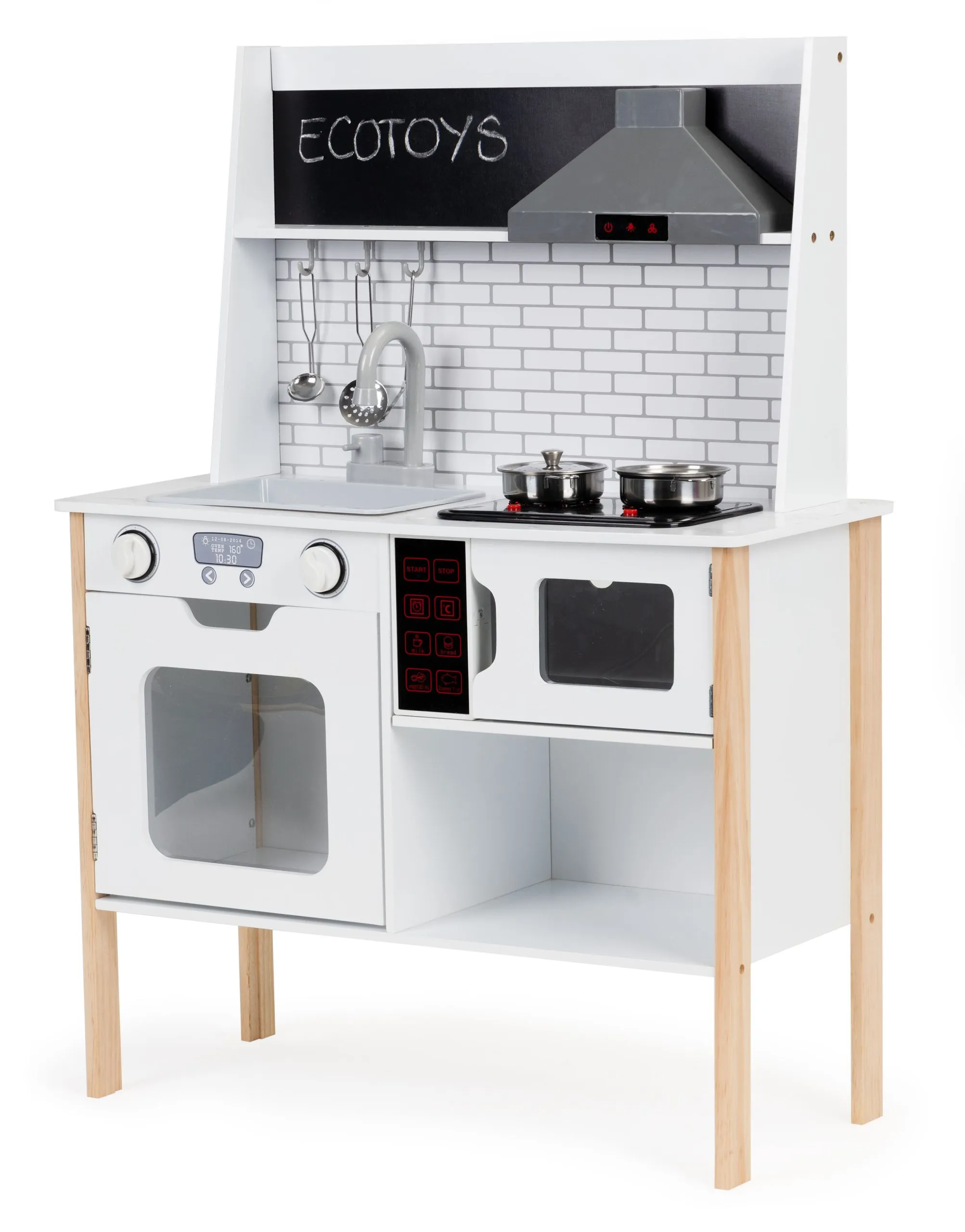 ecotoys dječja drvena kuhinja s priborom i led osvjetljenjem plk537 - slika 4