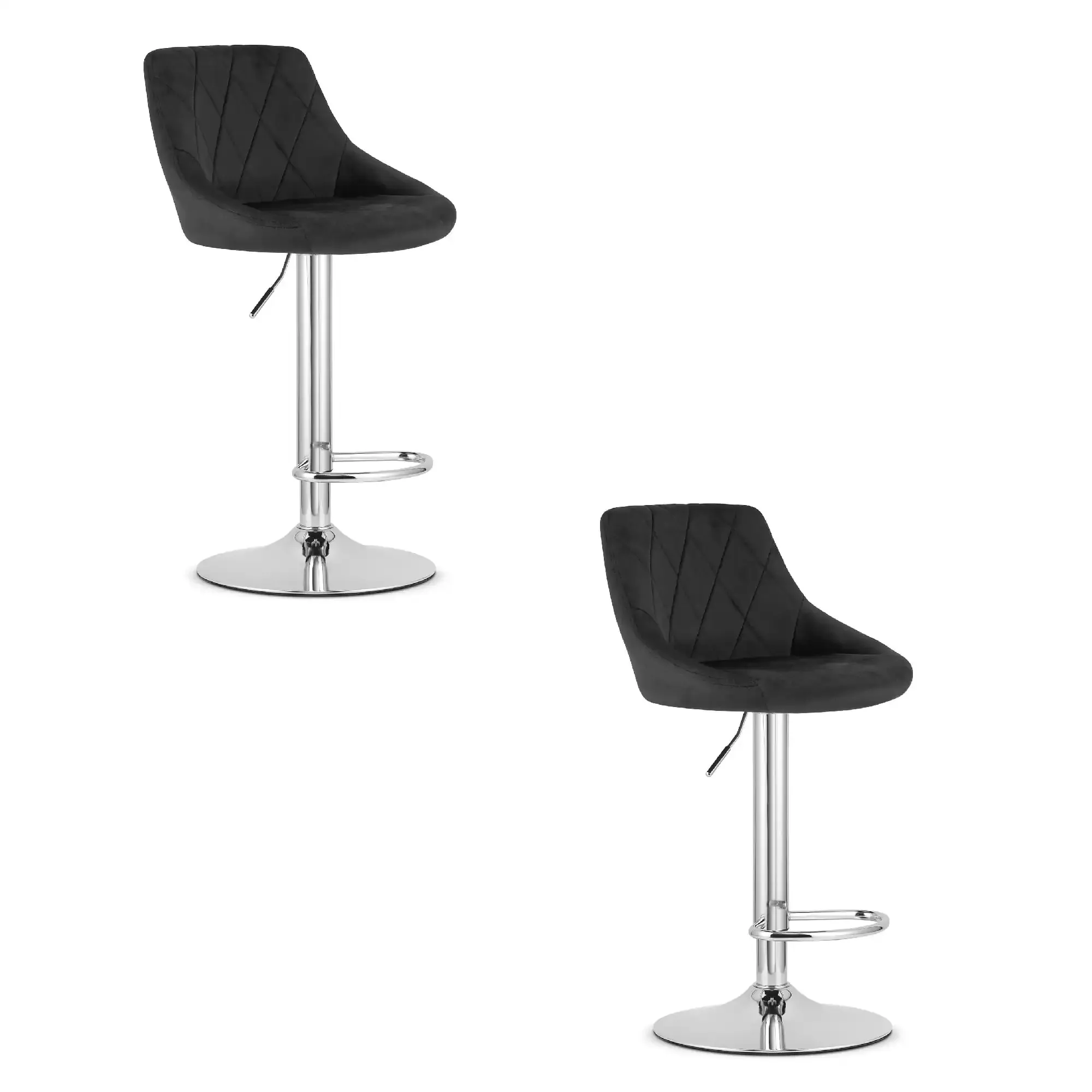 barska stolica kast – crni baršun / kromirana baza x 2 - slika 2