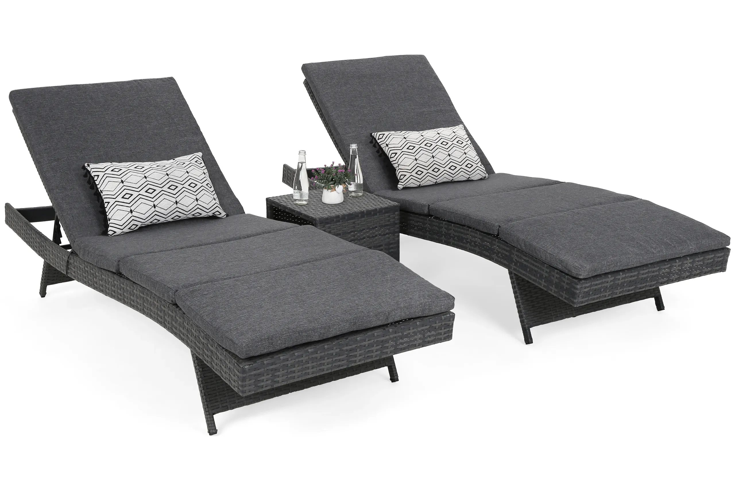 set vrtnih ležaljki od tehnoratana bora bora grey / grey melange sa stolom - slika 2
