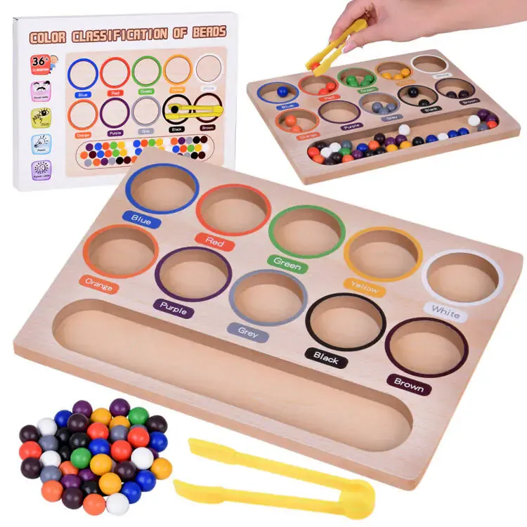 drvena edukativna slagalica - veliki set od 50 kuglica u boji + sorter! - slika 2