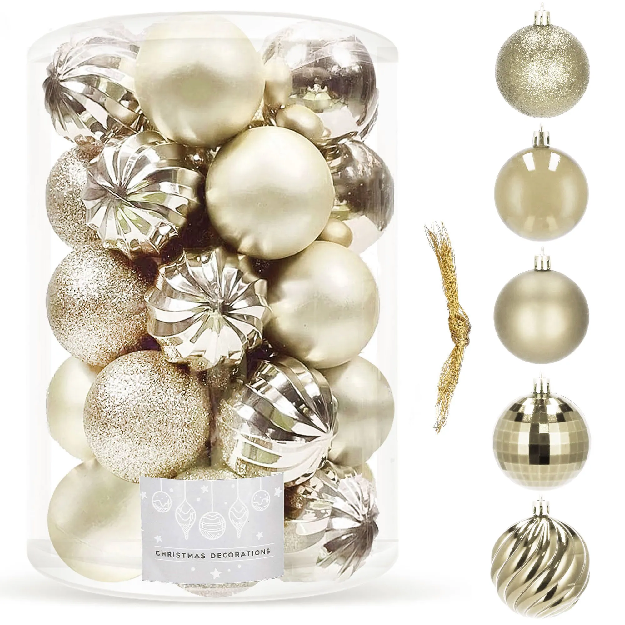 božićne kuglice 6 cm – set 20 komada zlatna - slika 4