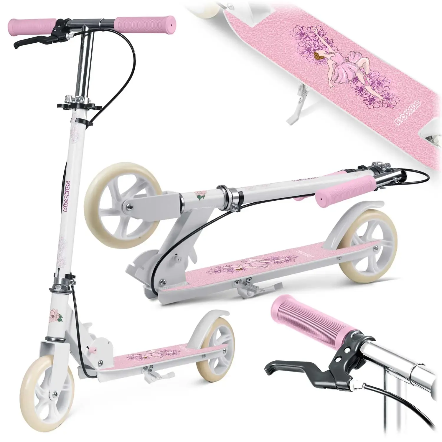 ricokids romobil za djecu kodi, pu kotači, rozi - slika 2