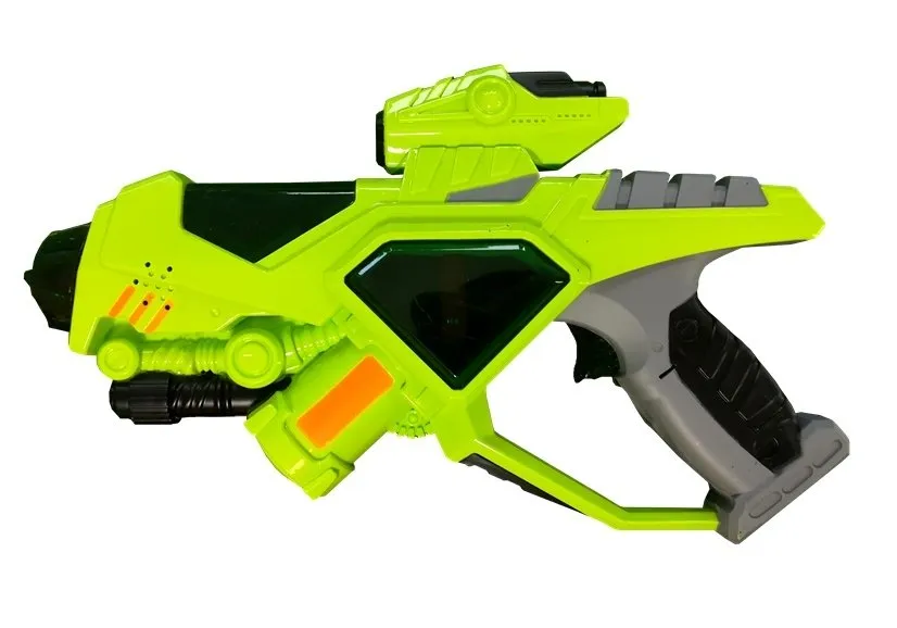 futuristički set pištolj sa sabljom i maskom zeleni - slika 4