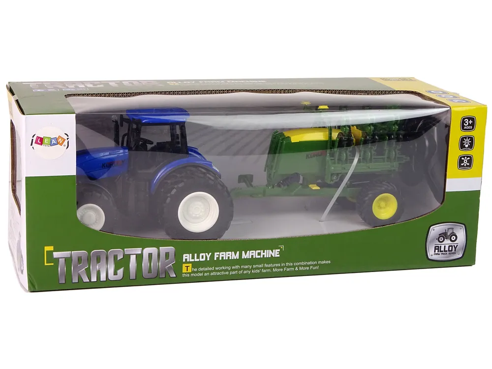 plavi traktor s prešom za baliranje - slika 7