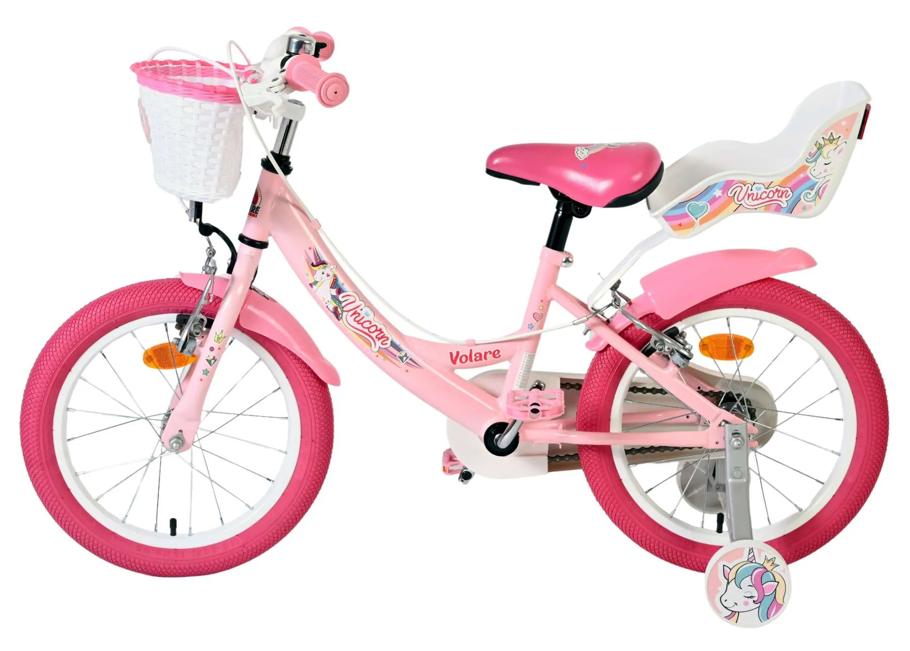 volare dječji bicikl unicorn 16″ roza boje, dvije ručne kočnice - slika 8