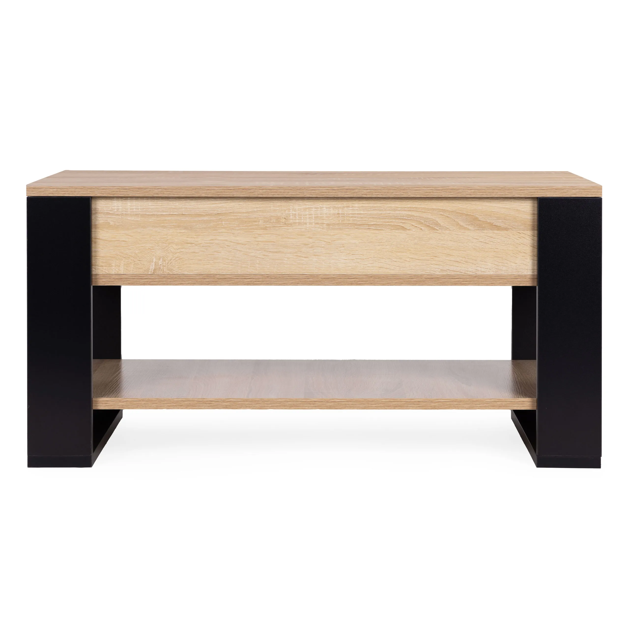modernhome stolić za kavu s podiznom i proširivom pločom 90 cm, spremnik za pohranu, polica, sonoma hrast - slika 5
