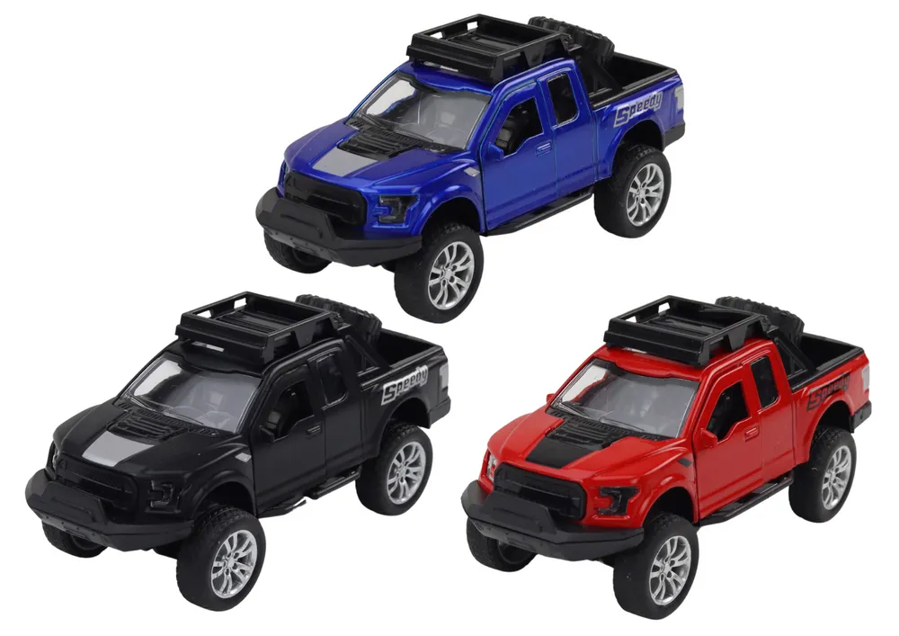 terenski automobil s prikolicom u 3 boje - plavi, crveni i crni - slika 3